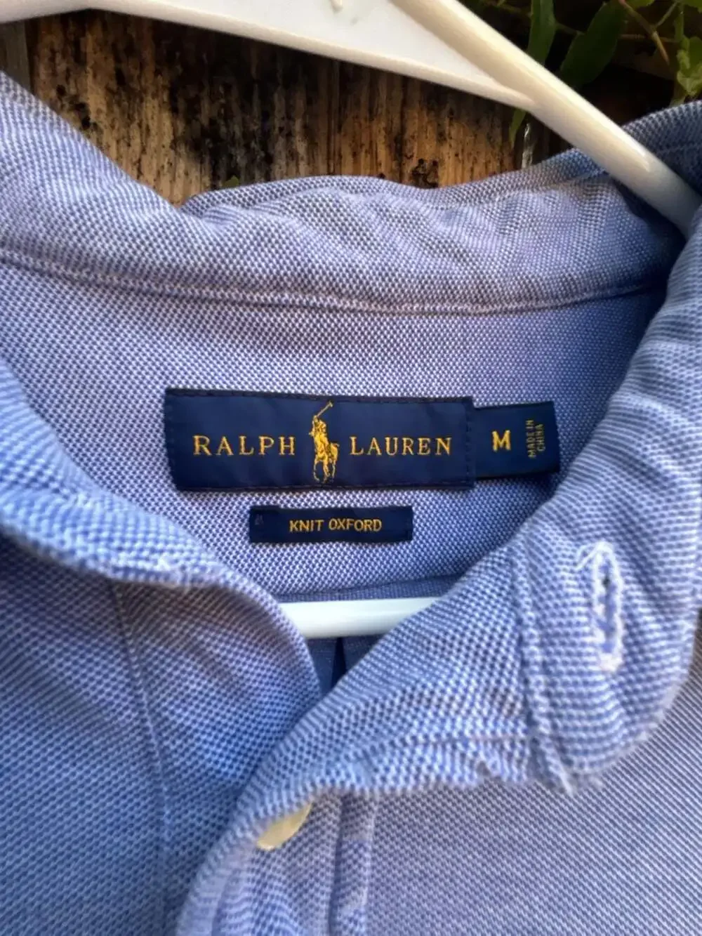 Ralph Lauren Knit Oxford Polo Shirt Mens Medium Blue Short Sleeve Cotton